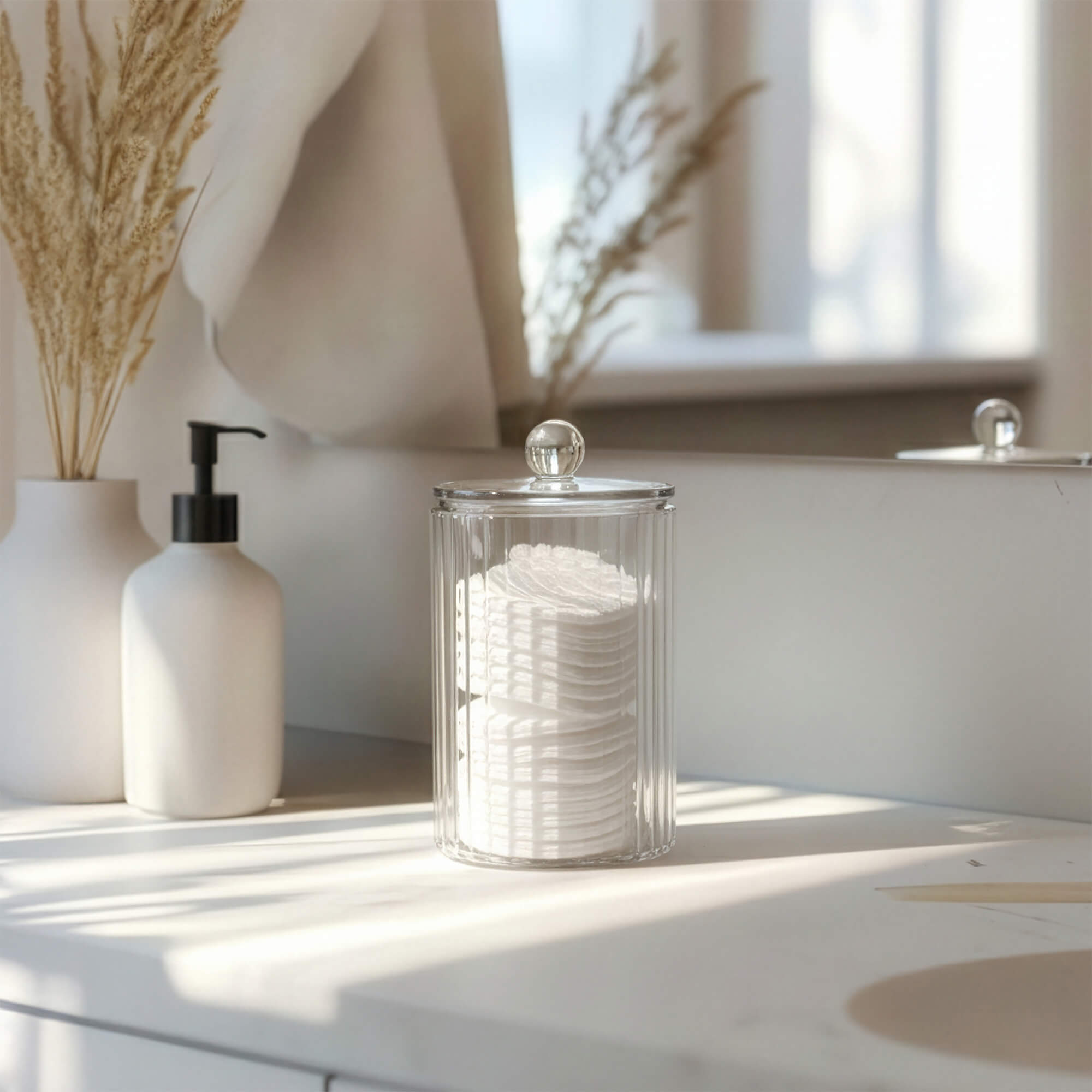 Halo Cotton Jar with Fluted Accent