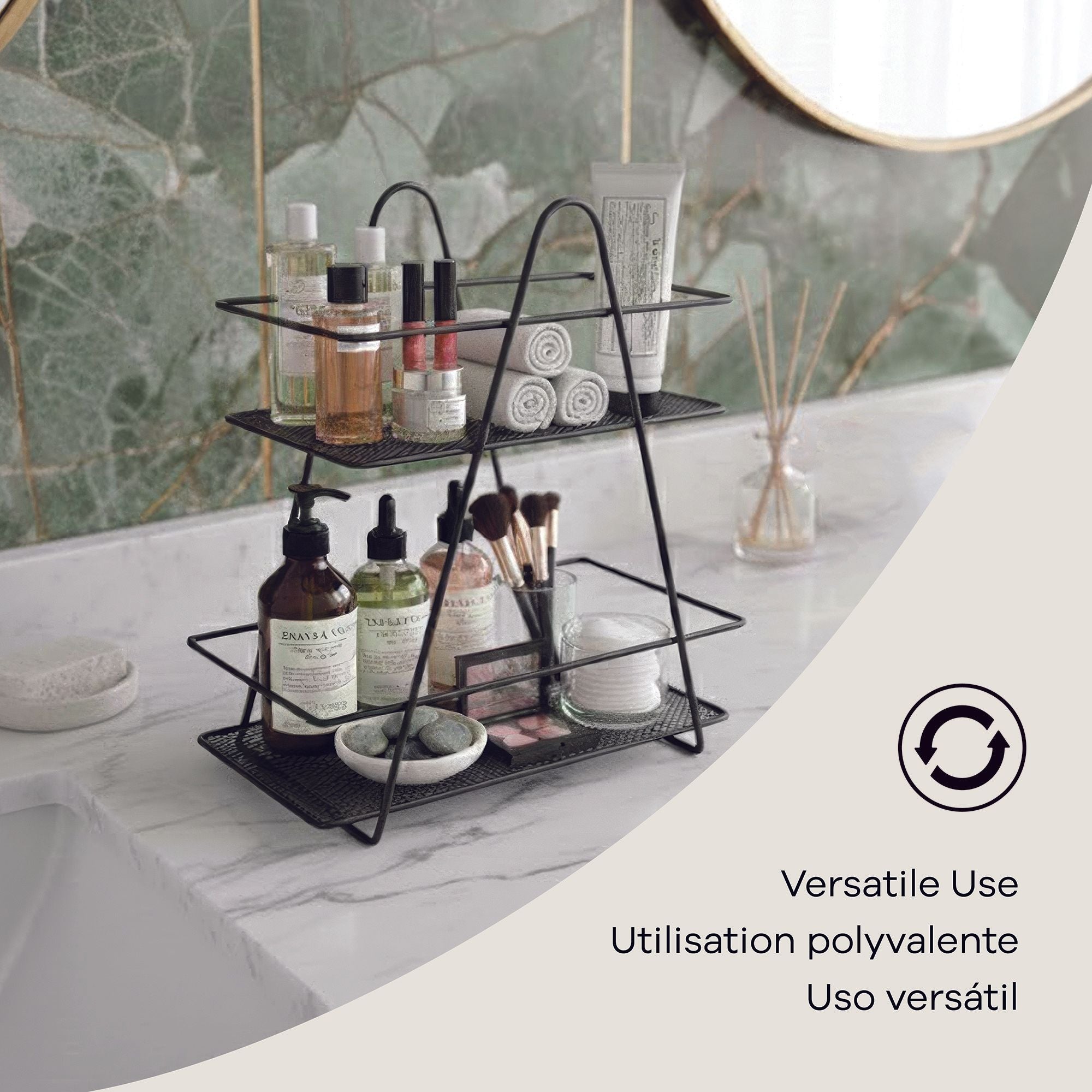 Morween 2-Tier Rectangle Spa Tower Vanity Tray 2