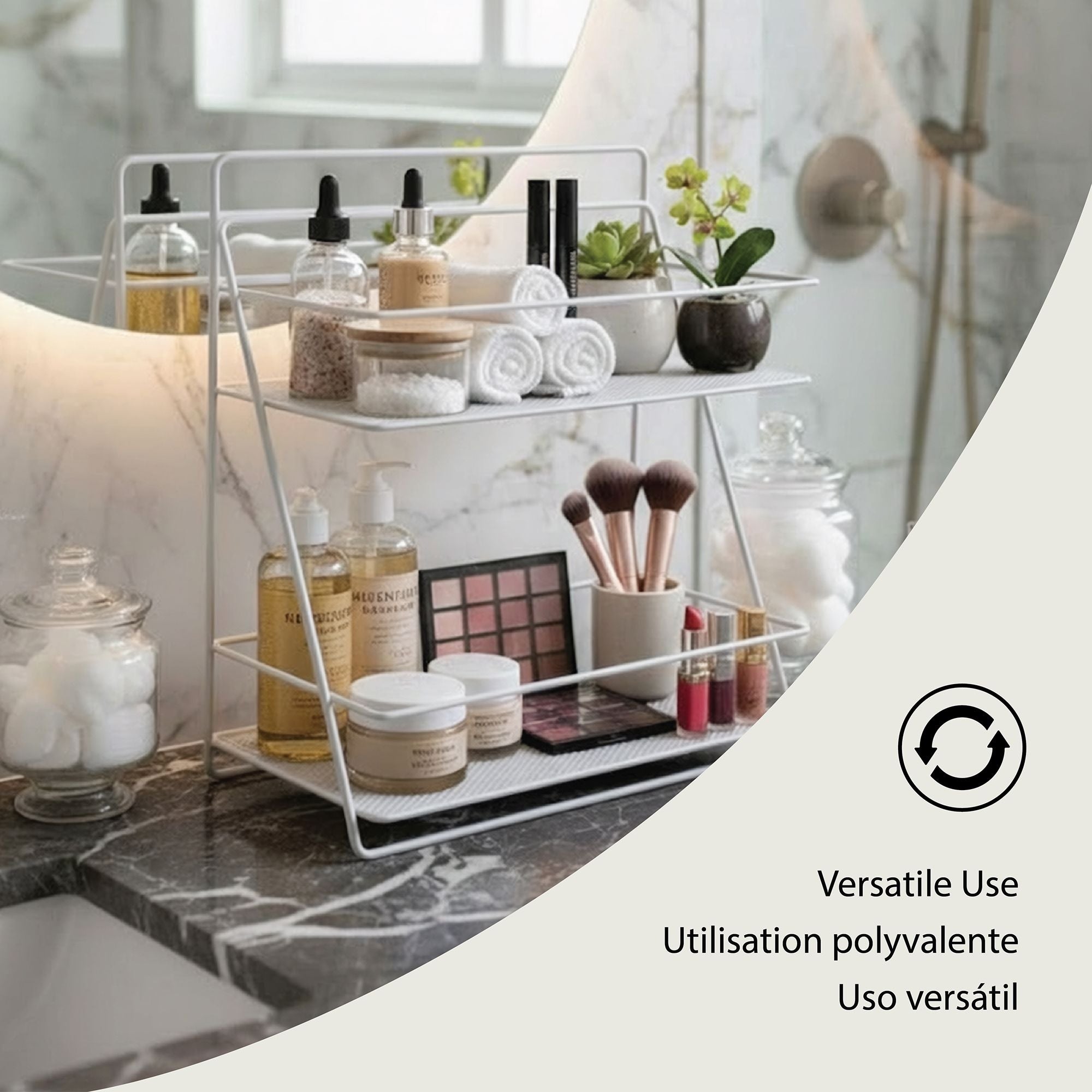 Morween 2-Tier Rectangle Spa Tower Vanity Tray 2