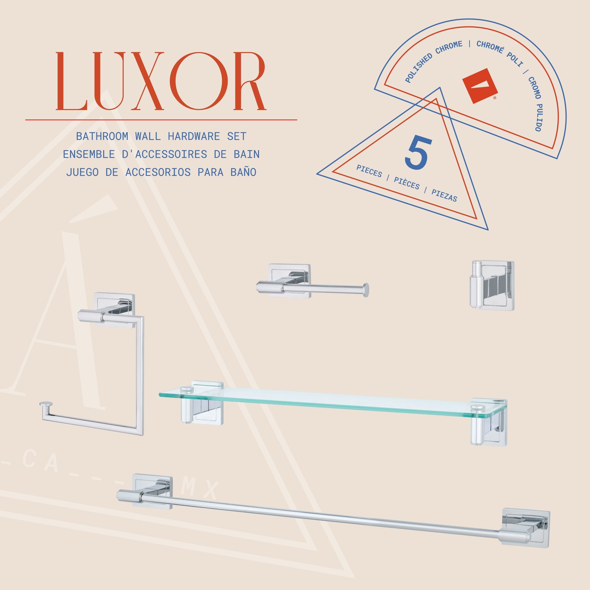 Luxor 5-Piece Wall Hardware Set