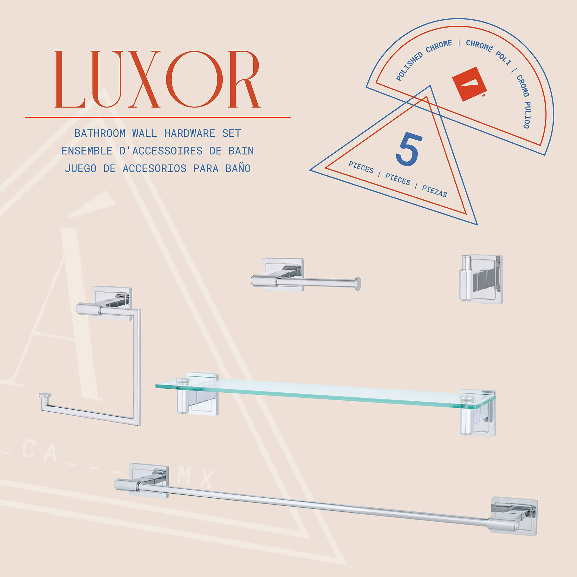 Luxor 5-Piece Wall Hardware Set