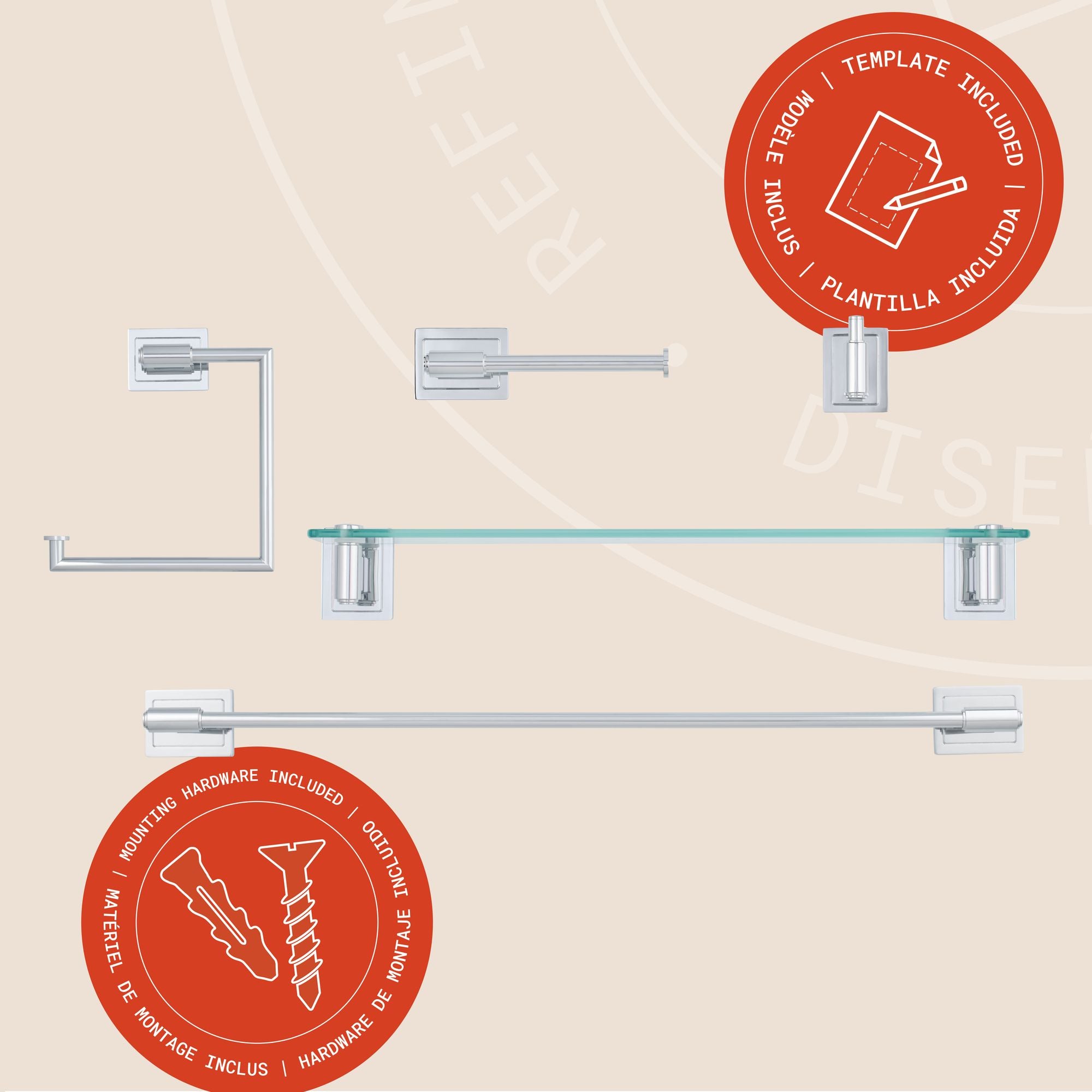 Luxor 5-Piece Wall Hardware Set
