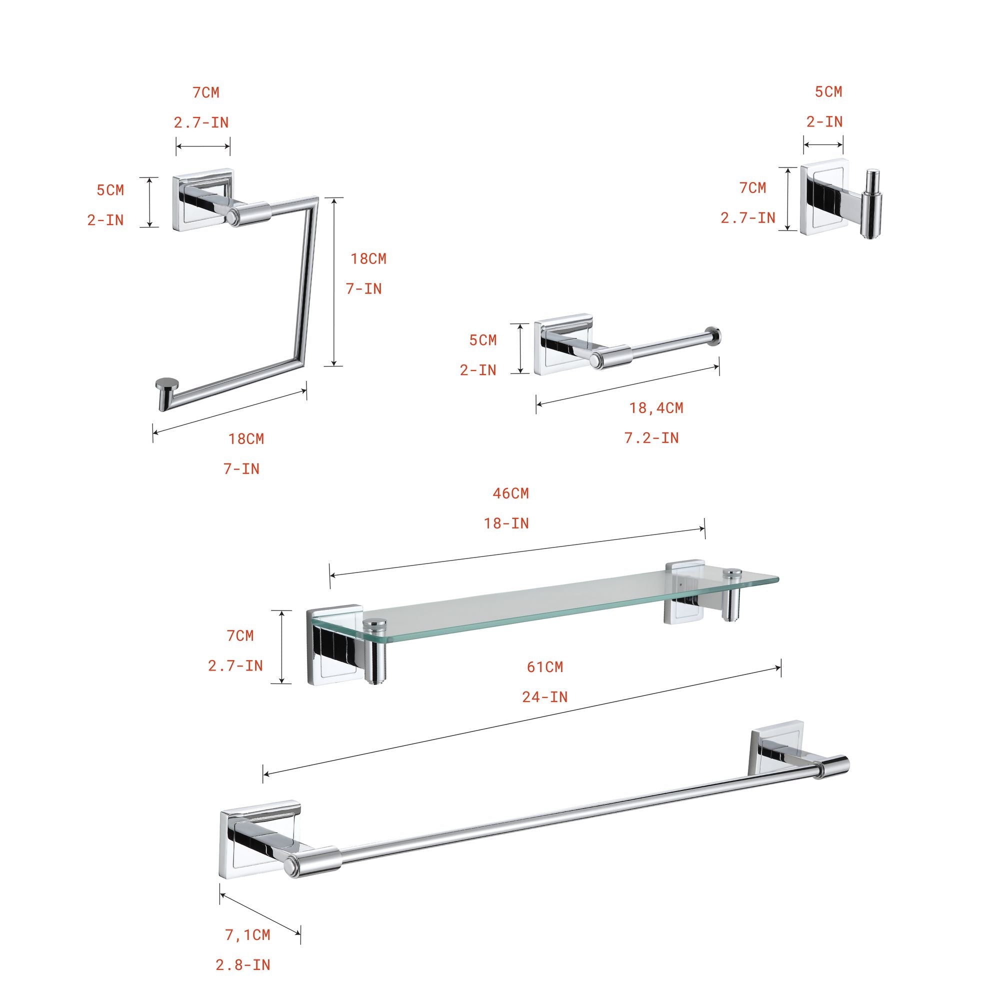 Luxor 5-Piece Wall Hardware Set
