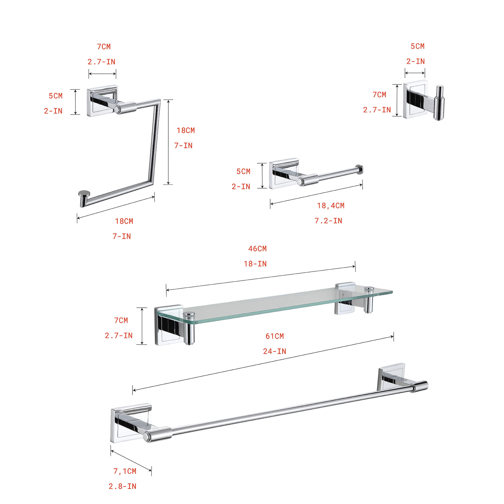 Luxor 5-Piece Wall Hardware Set