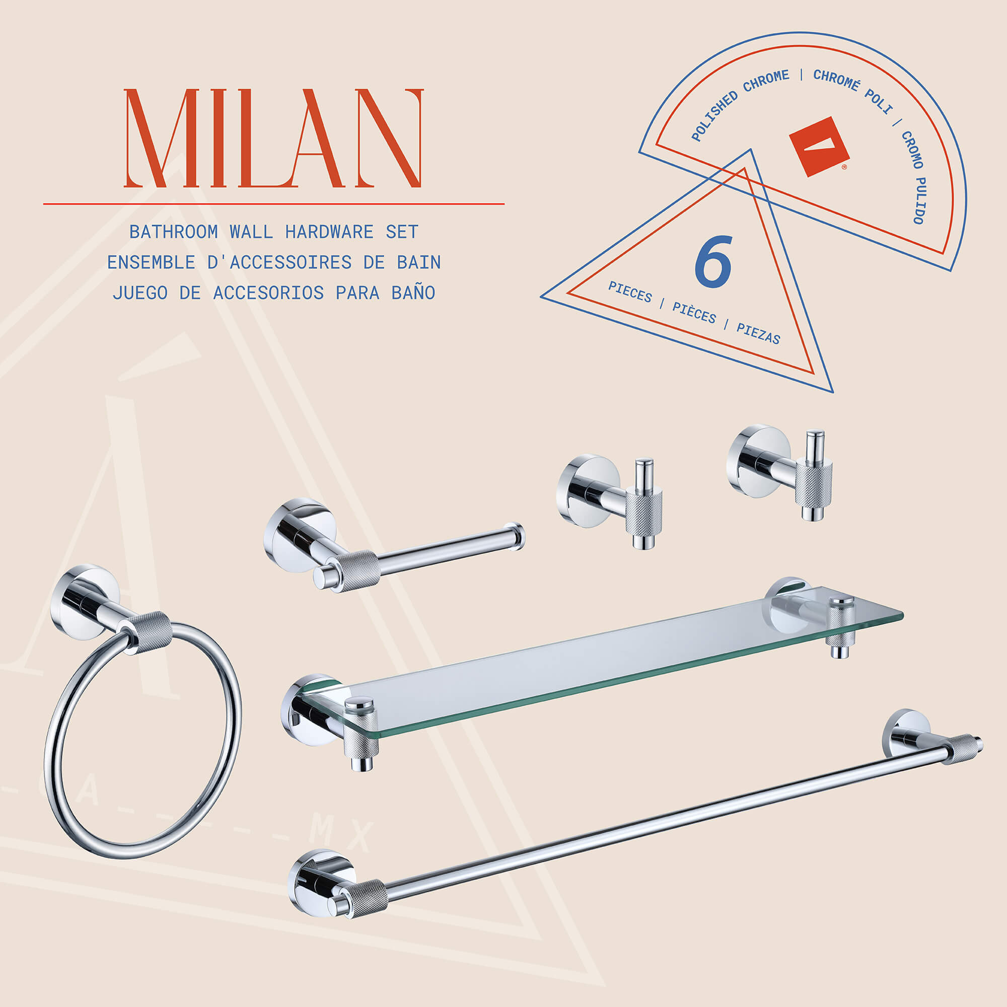 Milan 6-Piece Wall Hardware Set