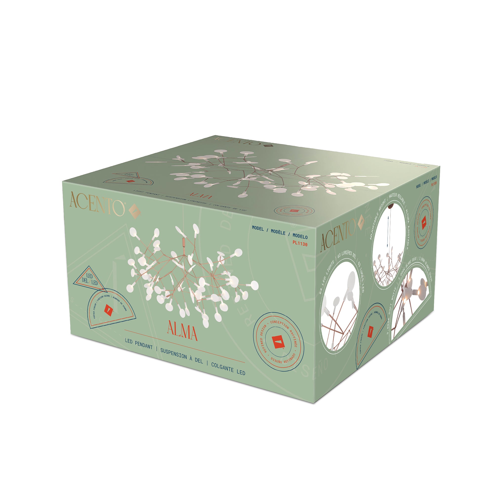 Lámpara de araña nórdica LED de 63 luces